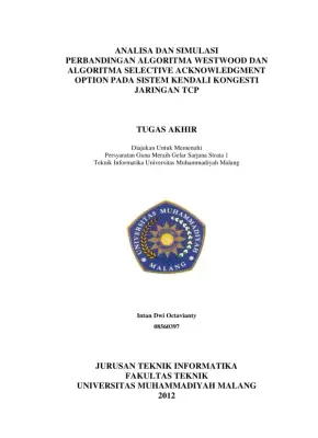 Analisa dan Simulasi Perbandingan Algoritma Westwood dan Selective Acknowledgment dalam Sistem Kendali Kongesti Jaringan TCP