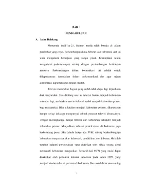 Perkembangan Industri Televisi dan Komunikasi Massa di Indonesia