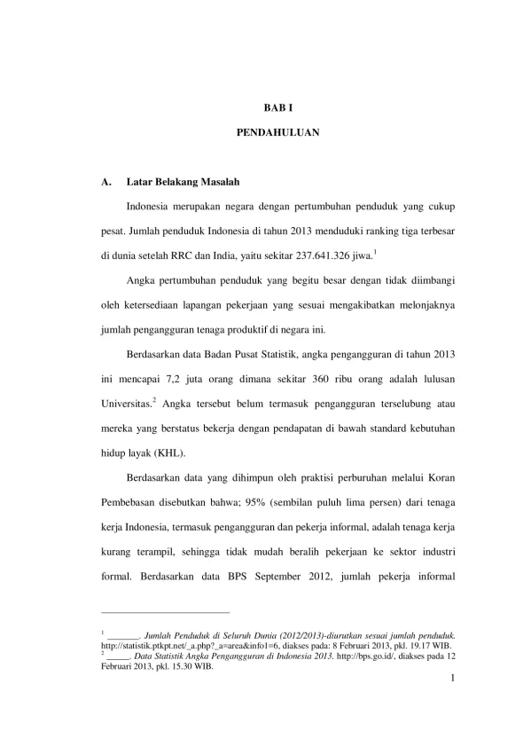 Analisis Ketenagakerjaan dan Pengangguran di Indonesia Tahun 2013