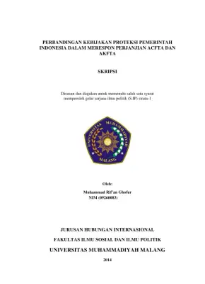 Perbandingan Kebijakan Proteksi Pemerintah Indonesia dalam Merespon Perjanjian ACFTA dan AKFTA