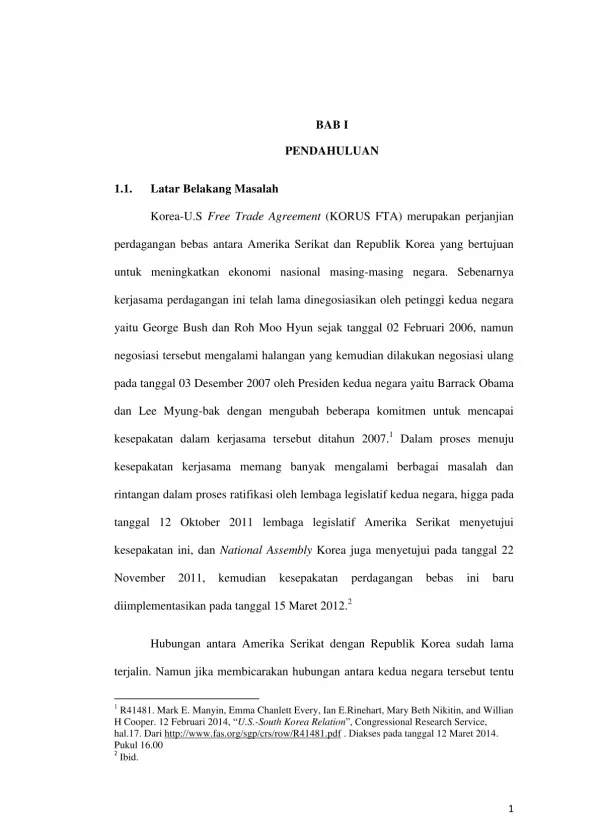 Analisis Perjanjian Perdagangan Bebas Korea-Amerika Serikat (KORUS FTA)