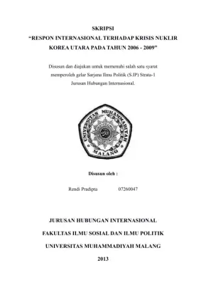 Respon Internasional Terhadap Krisis Nuklir Korea Utara 2006-2009