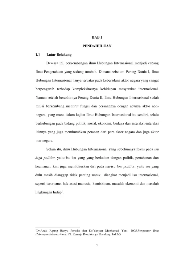 Perkembangan Ilmu Hubungan Internasional dan Isu Lingkungan Hidup