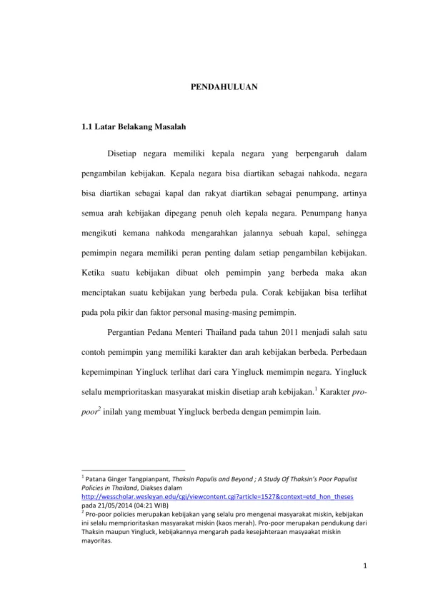 Peran Kepemimpinan Yingluck Shinawatra dalam Kebijakan Ekspor Beras Thailand-Indonesia