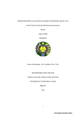 Analisis Posisi Indonesia dalam Masyarakat Ekonomi ASEAN 2015