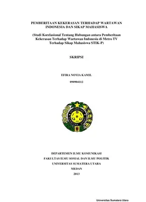 Analisis Pemberitaan Kekerasan Terhadap Wartawan dan Dampaknya Terhadap Sikap Mahasiswa