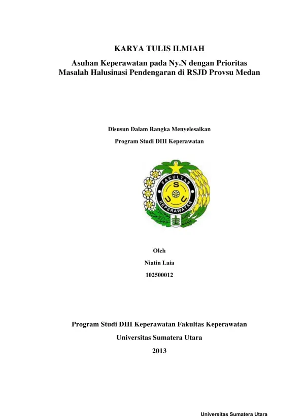 Asuhan Keperawatan pada Pasien dengan Halusinasi Pendengaran di RSJD Provsu Medan