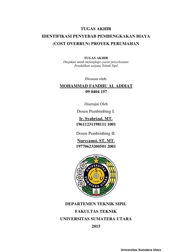 Identifikasi Penyebab Pembengkakan Biaya pada Proyek Perumahan
