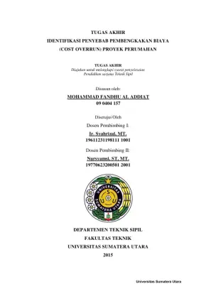 Identifikasi Penyebab Pembengkakan Biaya pada Proyek Perumahan