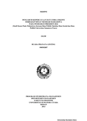 Pengaruh Kepercayaan dan Citra Jokowi terhadap Minat Memilih Mahasiswa pada Pemilihan Presiden 2014