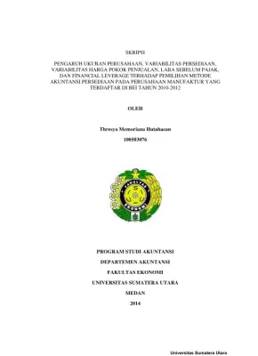 Pengaruh Faktor-Faktor Terhadap Pemilihan Metode Akuntansi Persediaan pada Perusahaan Manufaktur