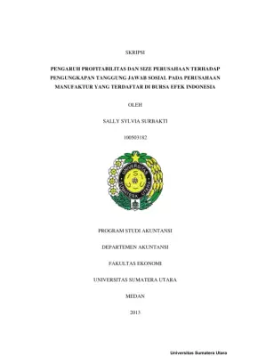 Pengaruh Profitabilitas dan Ukuran Perusahaan terhadap Pengungkapan Tanggung Jawab Sosial