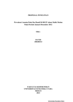 Prevalensi Anemia pada Ibu Hamil di RSUP Adam Malik Medan Tahun 2012