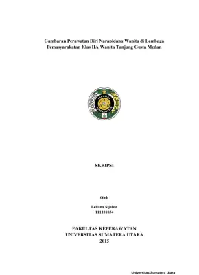 Gambaran Perawatan Diri Narapidana Wanita di Lembaga Pemasyarakatan Klas IIA Tanjung Gusta Medan