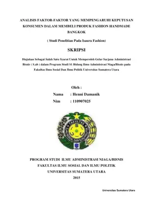 Analisis Faktor-Faktor yang Mempengaruhi Keputusan Konsumen dalam Membeli Produk Fashion Handmade di Isaura Fashion