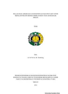 Tesis dr. Sri Novita Br. Sembiring tentang Pola Kuman Aerob pada Otitis Media Supuratif Kronis