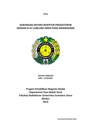 Hubungan Reseptor Progesteron dengan Indeks Labeling Ki-67 pada Meningioma