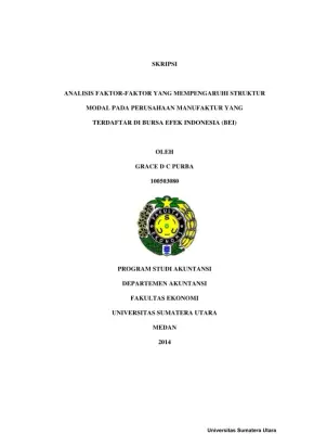Analisis Faktor-Faktor yang Mempengaruhi Struktur Modal pada Perusahaan Manufaktur