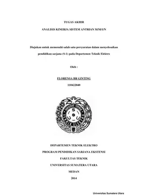 Analisis Kinerja Sistem Antrian M/M/1/N