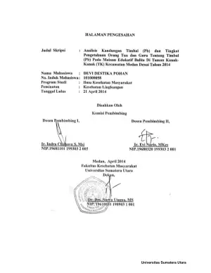 Analisis Kandungan Timbal (Pb) pada Mainan Edukatif Balita dan Pengetahuan Orang Tua serta Guru