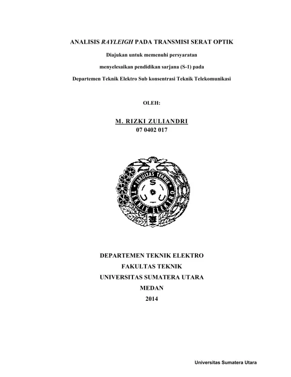 Analisis Hamburan Rayleigh pada Transmisi Serat Optik
