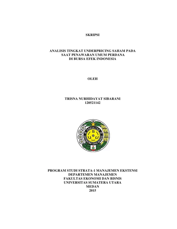 Analisis Tingkat Underpricing Saham pada Penawaran Umum Perdana di Bursa Efek Indonesia