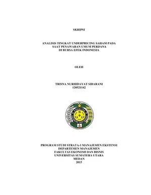 Analisis Tingkat Underpricing Saham pada Penawaran Umum Perdana di Bursa Efek Indonesia