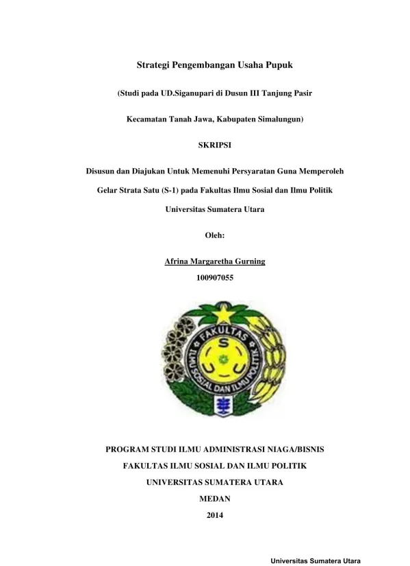 Strategi Pengembangan Usaha Pupuk di UD. Siganupari