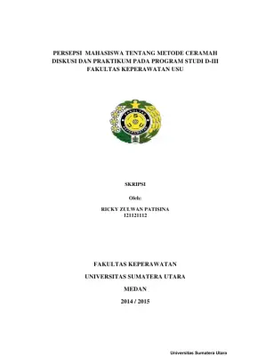 Persepsi Mahasiswa Keperawatan Terhadap Metode Ceramah, Diskusi, dan Praktikum
