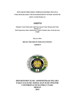 Pengaruh Stres Kerja Terhadap Kinerja Pegawai di RSUD Tengku Mansyur Tanjungbalai