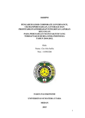 Pengaruh Good Corporate Governance terhadap Integritas Laporan Keuangan pada Perusahaan Manufaktur