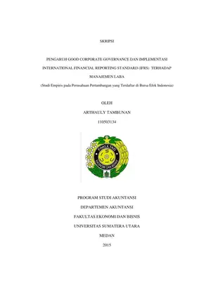 Pengaruh Good Corporate Governance dan IFRS terhadap Manajemen Laba Perusahaan Pertambangan