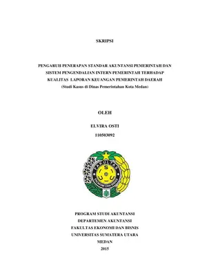 Pengaruh Penerapan Standar Akuntansi dan Sistem Pengendalian Intern terhadap Kualitas Laporan Keuangan Pemerintah Daerah