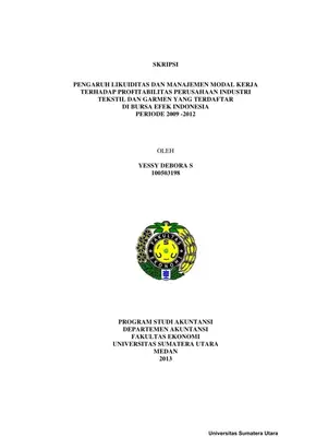 Pengaruh Likuiditas dan Manajemen Modal Kerja terhadap Profitabilitas Perusahaan