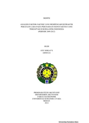 Analisis Faktor-Faktor yang Mempengaruhi Praktik Perataan Laba pada Perusahaan Manufaktur