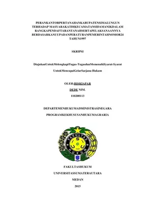 Peran Kantor Pertanahan Kabupaten Simalungun dalam Pendaftaran Tanah