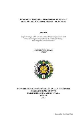 Pengaruh Situs Jejaring Sosial Terhadap Pemanfaatan Website Perpustakaan USU