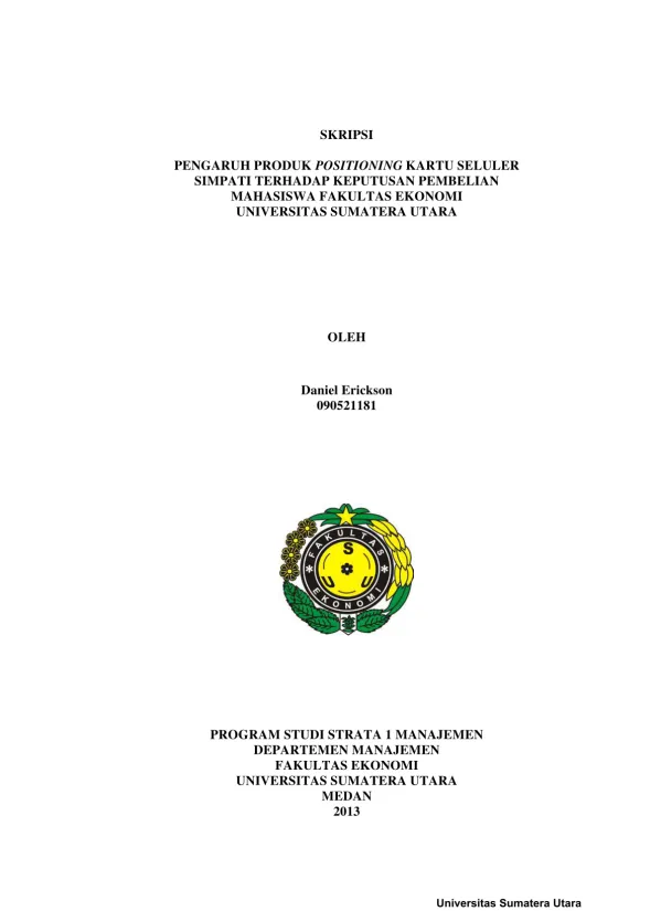Pengaruh Produk Positioning Kartu Seluler Simpati terhadap Keputusan Pembelian Mahasiswa