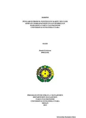 Pengaruh Produk Positioning Kartu Seluler Simpati terhadap Keputusan Pembelian Mahasiswa