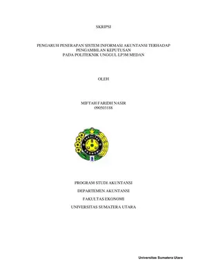 Pengaruh Penerapan Sistem Informasi Akuntansi Terhadap Pengambilan Keputusan di Politeknik Unggul LP3M Medan