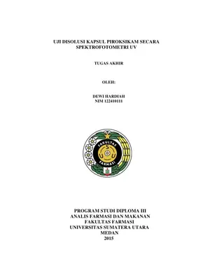 Uji Disolusi Kapsul Piroksikam Menggunakan Spektrofotometri UV
