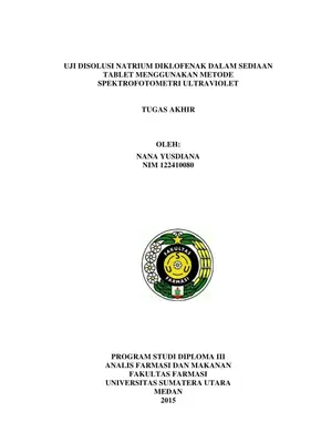 Uji Disolusi Natrium Diklofenak dalam Sediaan Tablet