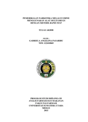 Pemeriksaan Narkotika Melalui Urine Menggunakan Alat Multi Drugs