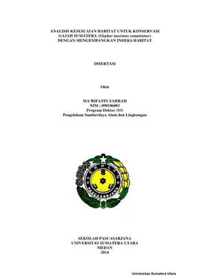 Analisis Kesesuaian Habitat untuk Konservasi Gajah Sumatera