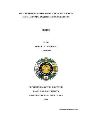 Analisis Nilai Pendidikan dalam Novel Kakak Batik Karya Seto Mulyadi