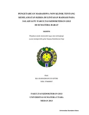 Pengetahuan Mahasiswa Non Klinik tentang Keselamatan Kerja di Lintasan Radiasi