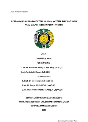 Perbandingan Keberhasilan Kateter Fleksibel dan Kaku dalam Inseminasi Intrauterine