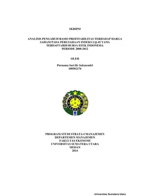 Analisis Pengaruh Rasio Profitabilitas terhadap Harga Saham pada Perusahaan Indeks LQ-45