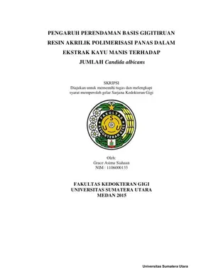 Pengaruh Ekstrak Kayu Manis Terhadap Jumlah Candida albicans pada Basis Gigitiruan Resin Akrilik