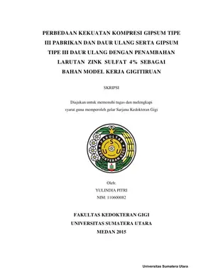Perbedaan Kekuatan Kompresi Gipsum Tipe III Pabrikan dan Daur Ulang